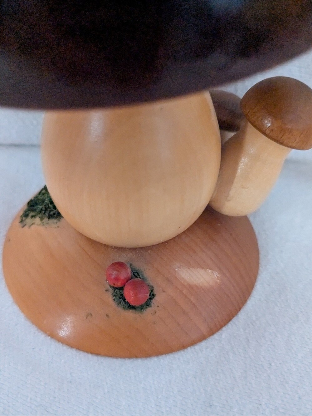 Wooden Mushroom House Figurine in Brown and Tan - Picture 4 of 8